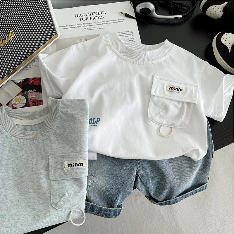 Casual T-Shirt Jean Shorts 2Pcs/Set T