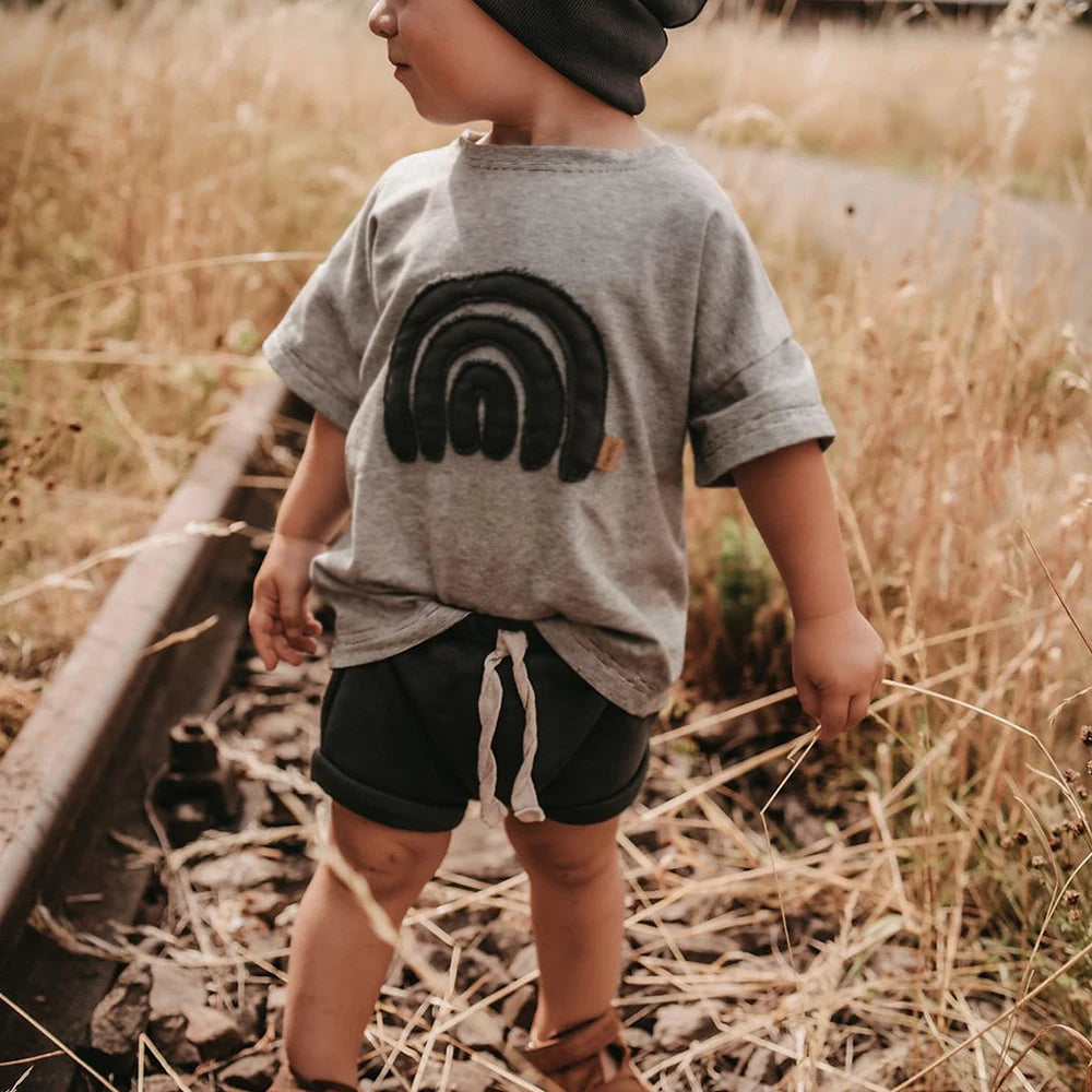 Summer Top Short Sleeve Cotton T Shirt Set