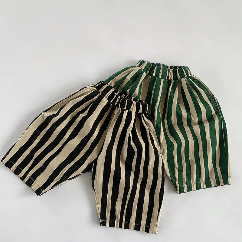 Irregular Stripes Calf-length Pants