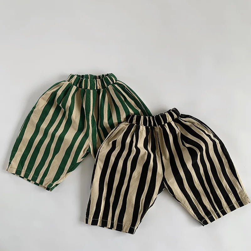 Irregular Stripes Calf-length Pants