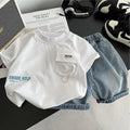Casual T-Shirt Jean Shorts 2Pcs/Set T