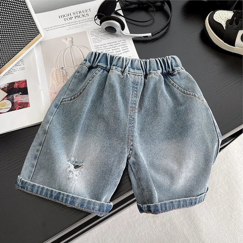 Casual T-Shirt Jean Shorts 2Pcs/Set T