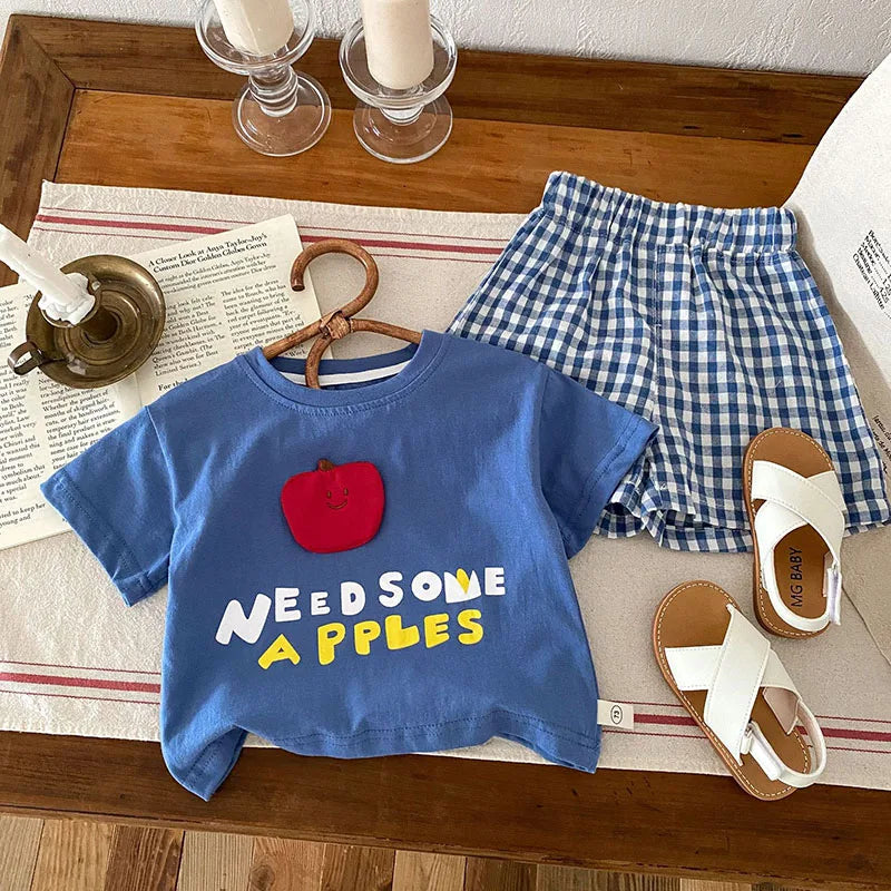 Fruit T-shirt + Checkered Shorts 2PCS