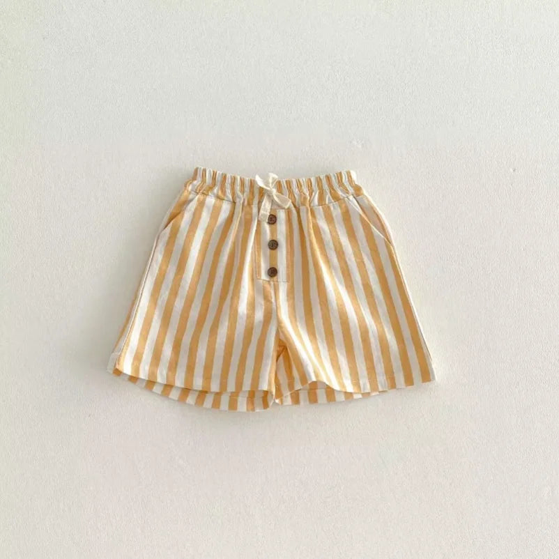 Stripe Shorts Vintage Linen Cotton