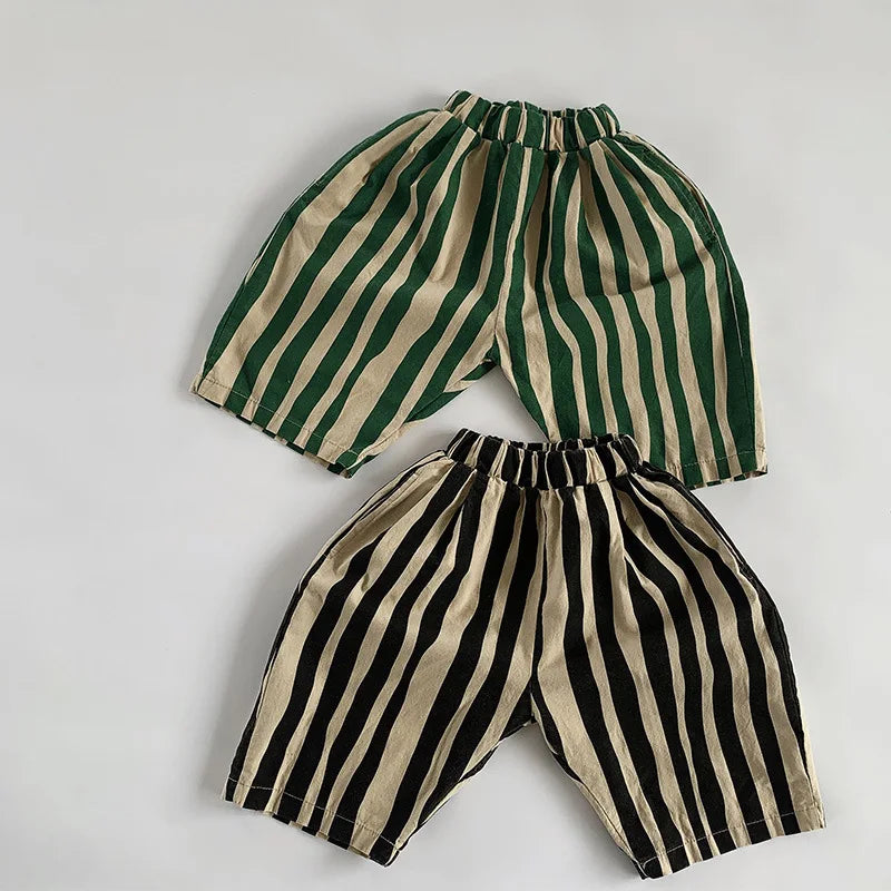 Irregular Stripes Calf-length Pants