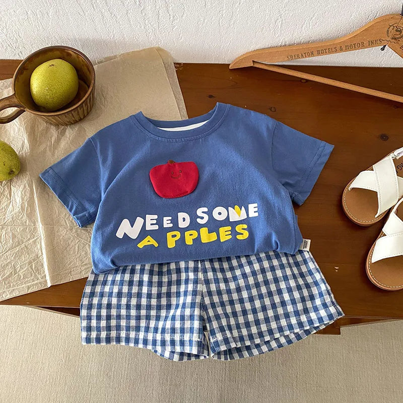 Fruit T-shirt + Checkered Shorts 2PCS