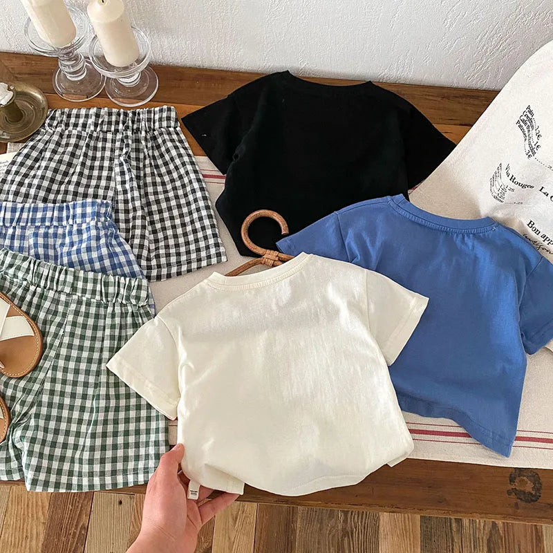 Fruit T-shirt + Checkered Shorts 2PCS